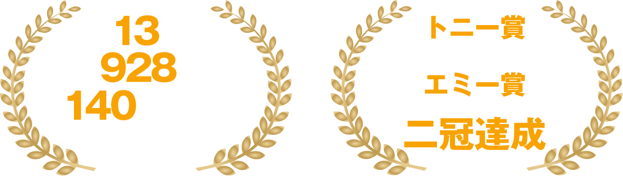 過去13回　全928公演 140万人以上を動員　/ トニー賞 最優秀スペシャル・シアトリカル・イベント賞　エミー賞 最優秀振付賞　二冠達成