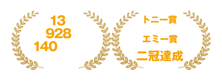 過去13回　全928公演 140万人以上を動員　/ トニー賞 最優秀スペシャル・シアトリカル・イベント賞　エミー賞 最優秀振付賞　二冠達成